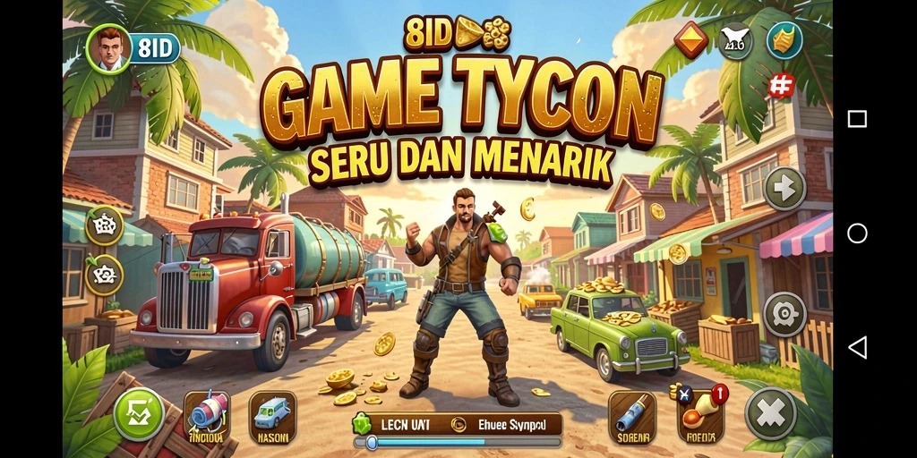 Tampilan gameplay 8ID dengan grafis menarik dan strategi Tycoon.