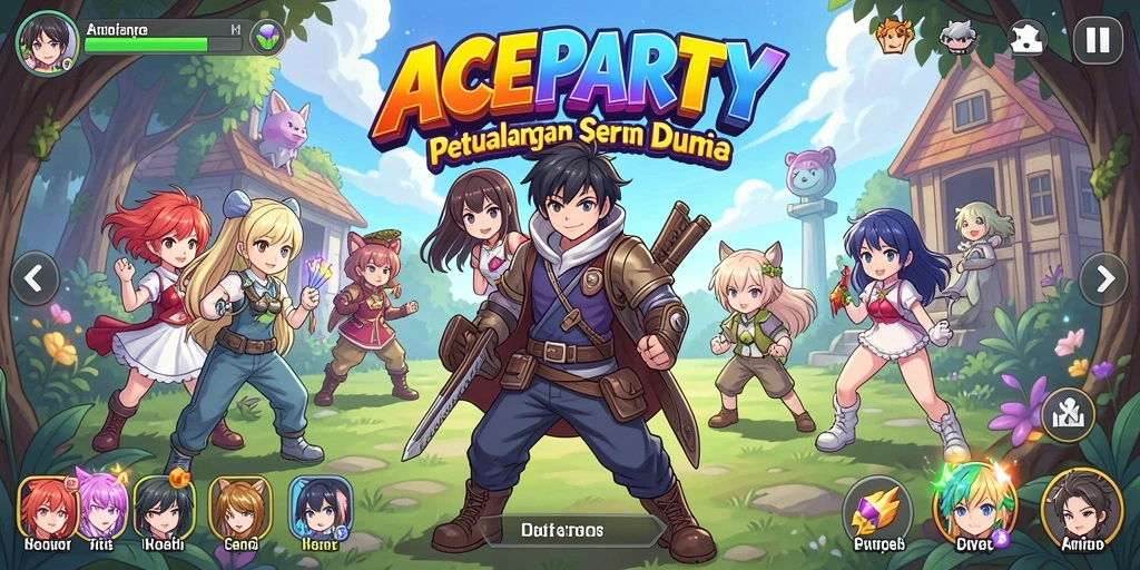 Tampilan menarik dari gameplay ACEPARTY dengan karakter Anime.