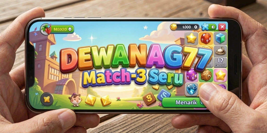 Tangkapan layar menunjukkan gameplay Match-3 yang penuh warna dan menarik.