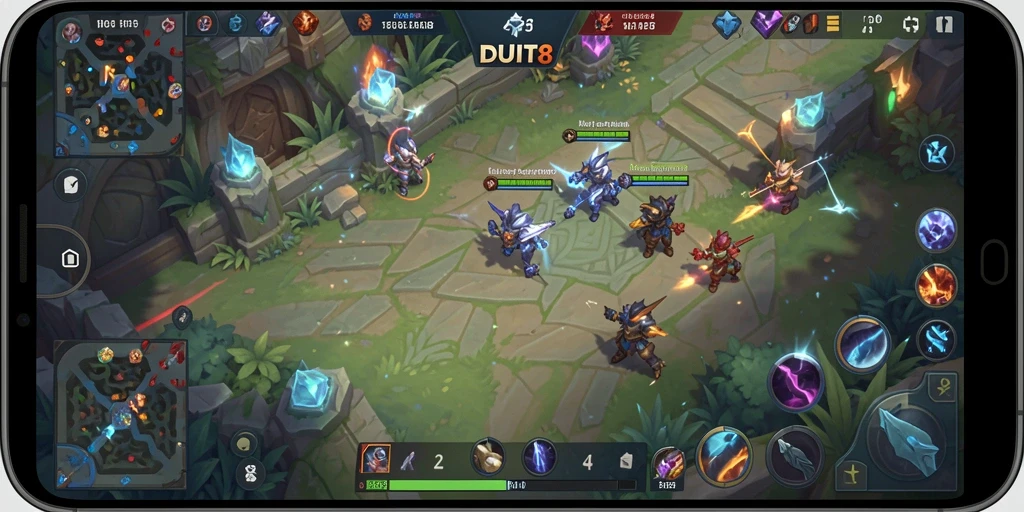 Tampilan seru gameplay MOBA di DUIT8 dengan aksi tim.