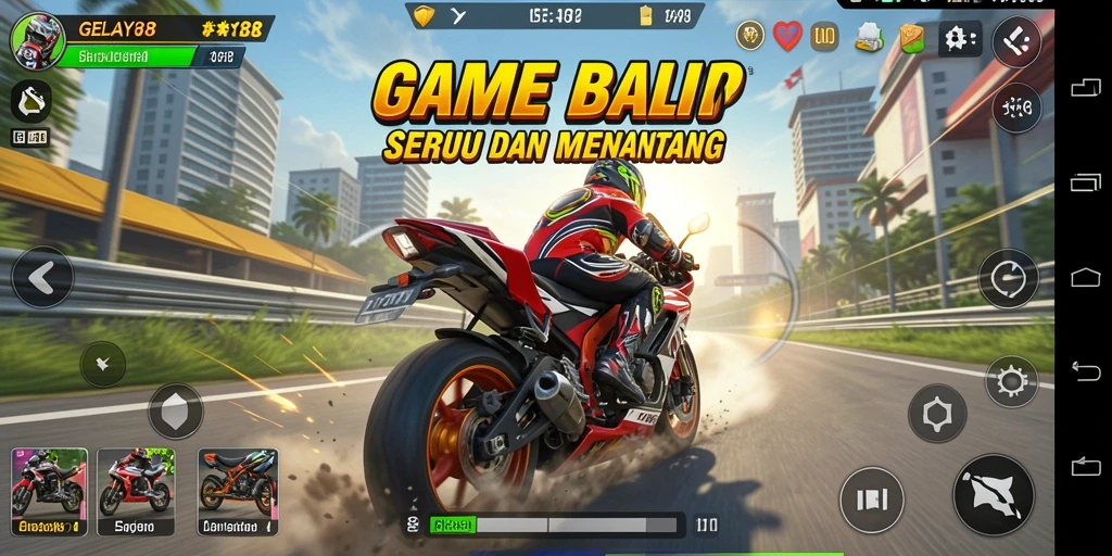 Screenshot utama GELAY88 menampilkan balapan mendebarkan di trek yang menantang.