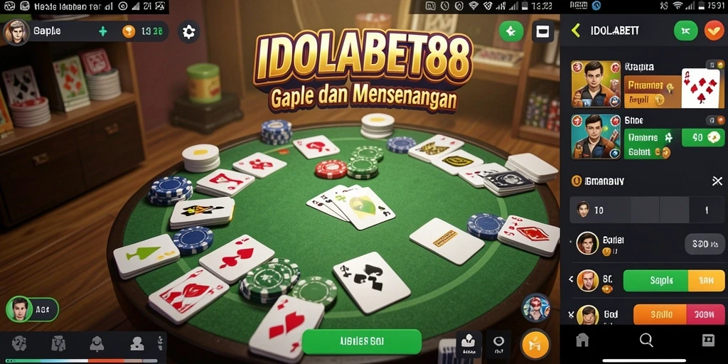 Screenshot gameplay IDOLABET88 menampilkan suasana bermain Gaple yang seru.
