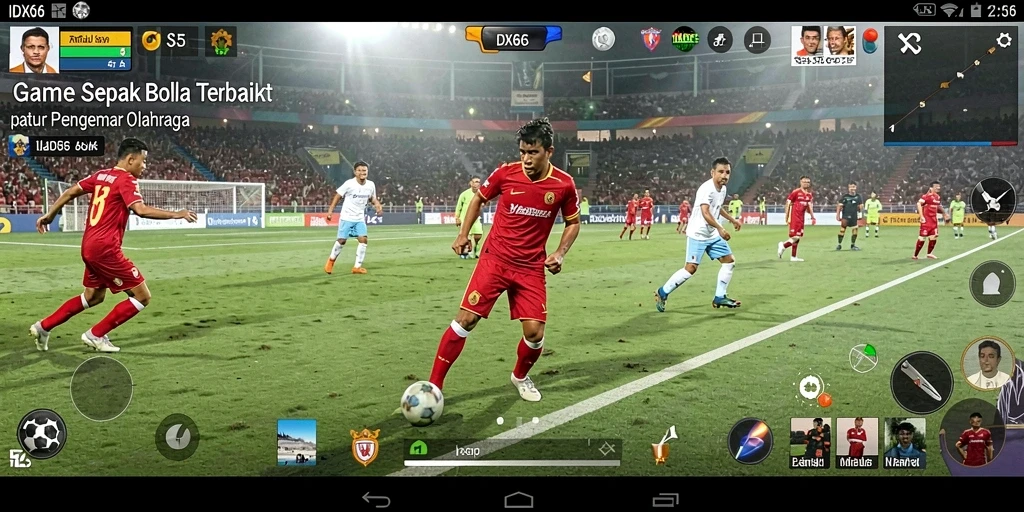 Screenshot utama IDX66 menampilkan aksi seru permainan sepak bola.