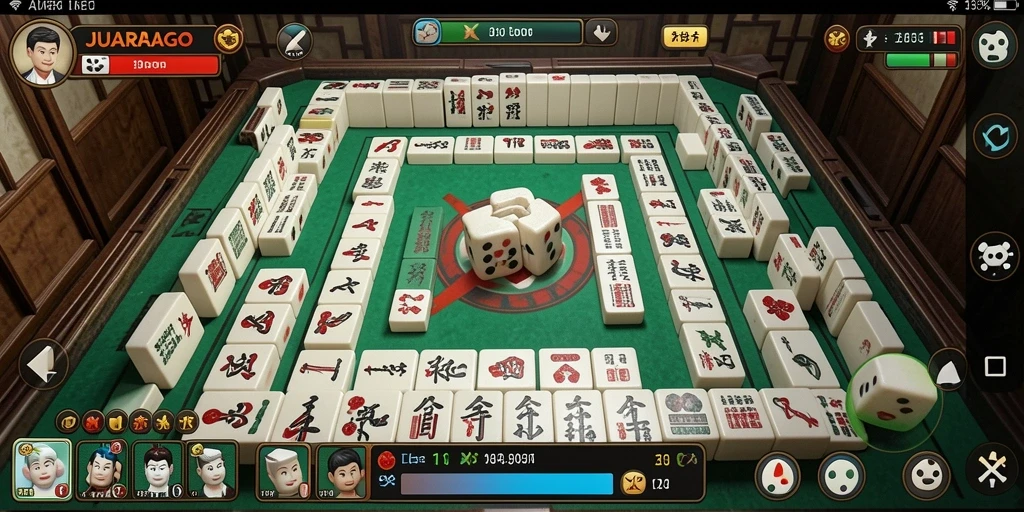 Tampilan gameplay JUARAGO yang menarik dengan elemen Mahjong.