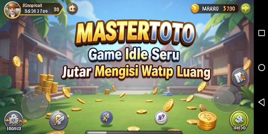 Tampilan utama MASTERTOTO dengan karakter lucu dan gameplay Idle yang menyenangkan.