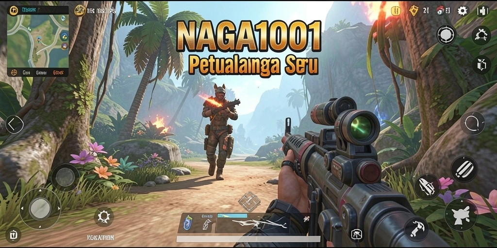 Screenshot gameplay NAGA1001 menampilkan aksi pertempuran yang intens.
