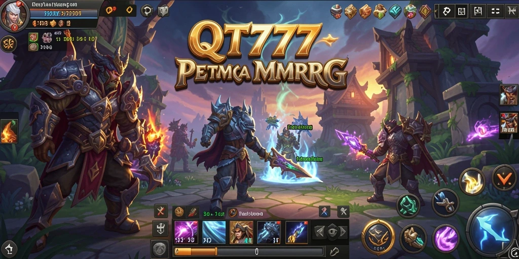 Screenshot gameplay QT777 dengan karakter beraksi di dunia fantasi MMORPG.