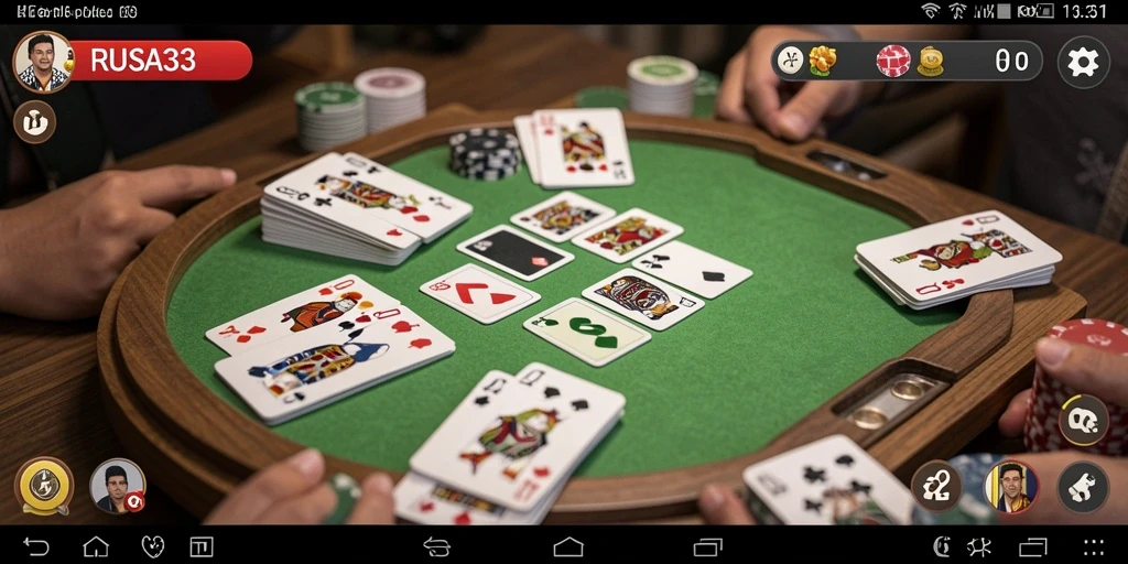 Screenshot gameplay RUSA33 menampilkan serunya bermain Gaple.