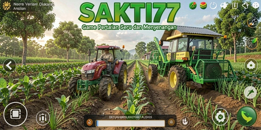 Screenshot gameplay SAKTI77 menunjukkan aktivitas bertani yang dinamis dan seru.