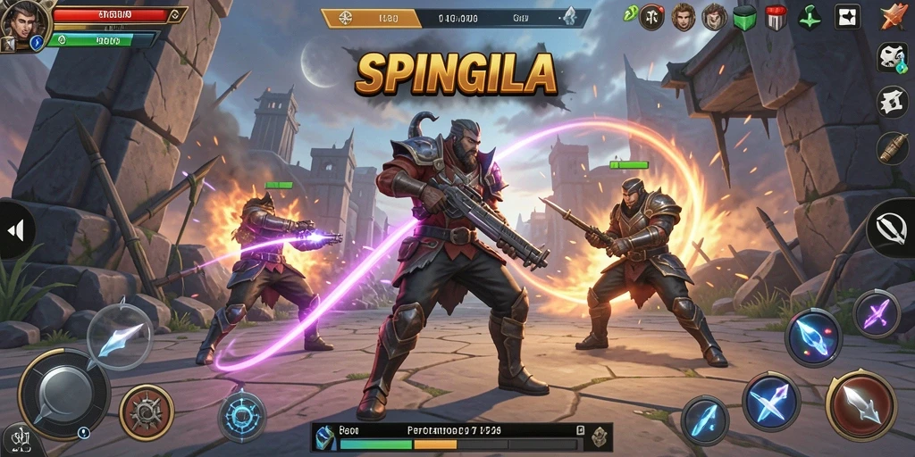 Tampilan gameplay <strong>SPINGILA</strong> yang seru dan menantang dalam pertempuran.